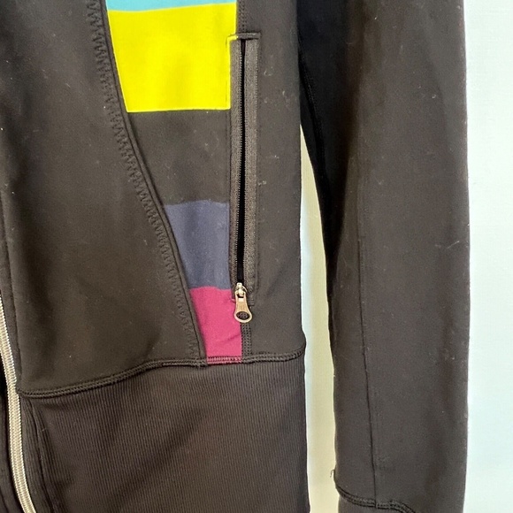 Lululemon JACKET Long Sleeves Full Zip Color Block Black Blue Yellow Size 6 ?? - Picture 4 of 6